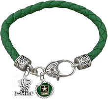 Army, I Love My Soldier, Army Green Leather Bracelet, Hypoallergenic Safe, No Nickel, Lead, Or Poisonous Cadmium in Bracelet