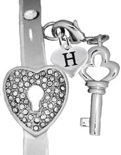It Really Locks!, The Key To My Heart, "Initial H", Cuff Crystal Bracelet, Hypoallergenic, Safe-Nickel, Lead, Free