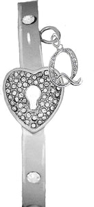 It Really Locks!, The Key to My Heart, Initial Q, Cuff Crystal Bracelet, Hypoallergenic, Safe-Nickel, Lead, Free