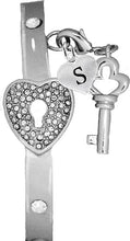 It Really Locks!, The Key To My Heart, "Initial S ", Cuff Crystal Bracelet, Hypoallergenic, Safe-Nickel, Lead, Free