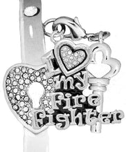 It Really Locks!, Firefighter, I Love My Firefighter, The Key to My Heart Cuff Crystal Bracelet, Hypoallergenic, Safe-Nickel, Lead, Free