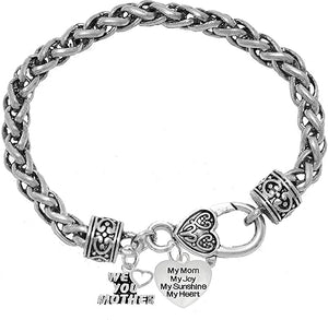 Mom,We Love You Mother, My Mom, My Joy, My Sunshine, My Heart, Bracelet, Hypoallergenic, Safe-Nickel, Lead, Free