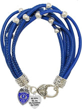 Policeman's Badge. My Wife, My Joy, My Sunshine, My Heart, Charm On A Blue Leather Bracelet, Hypoallergenic, Safe-No Nickel, Lead,or Cadmimum