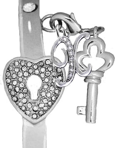 It Really Locks!, The Key To My Heart, "Initial X ", Cuff Crystal Bracelet, Hypoallergenic, Safe-Nickel, Lead, Free