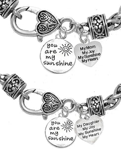 Very Special Mother Daughter, You Are My Sunshine Bracelets (2), Hypoallergenic, Safe-Nickel, Lead And Cadmium Free
