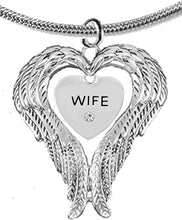 Guardian Angel, Heart (Love) Shaped Wings, Wife Crystal Necklace, Adjustable, Hypoallergenic, Safe-Nickel, Lead, Free