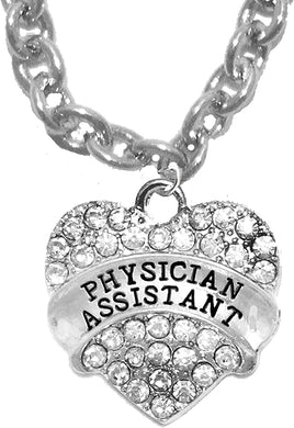 Physician's Assistant, Crystal Heart Necklace, Safe-Nickel, Lead & Cadmium Free!
