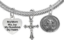 Saint Benedict Protective Charm, My Mom, My Joy, Crucifix, My Sunshine, My Heart, And Prayer, Protect Me From Harm, From Evil, From The Devil Adjustable Bracelet Nickle, Lead, Cadmium Free