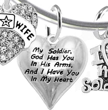 Army Wife, My Soldier, God Has You In His Arms And I Have You In My Heart, Keep My Husband Safe, Adjustable Bracelet, Hypoallergenic Safe, No Nickel, Lead,Or Poisonous Cadmium