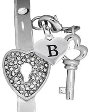 It Really Locks!, The Key To My Heart, "Initial B", Cuff Crystal Bracelet, Hypoallergenic, Safe-Nickel, Lead, Free