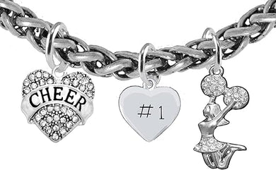 Cheer Heart, Heart #1, Jumping Cheerleader, Hypoallergenic Genuine Crystal Charm Bracelet, Nickel, Lead, And Cadmium Free