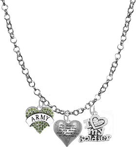 Army, My Soldier, God Has You in His Arms and I Have You in My Heart,Adjustable Necklace, Hypoallergenic Safe, No Nickel, Lead, Or Poisonous Cadmium