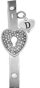 It Really Locks!, The Key To My Heart, "Initial D", Cuff Crystal Bracelet, Hypoallergenic, Safe-Nickel, Lead, Free