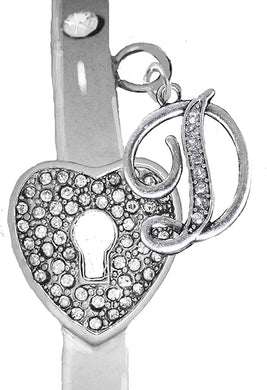 It Really Locks!, The Key to My Heart, Initial D, Cuff Crystal Bracelet, Hypoallergenic, Safe-Nickel, Lead, Free