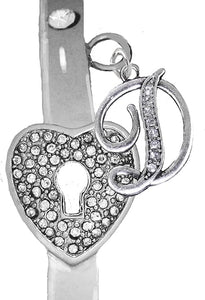 It Really Locks!, The Key to My Heart, Initial D, Cuff Crystal Bracelet, Hypoallergenic, Safe-Nickel, Lead, Free