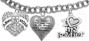 Army Mom, My Soldier, God Has You in His Arms and I Have You in My Heart, Adjustable Bracelet, Hypoallergenic Safe, No Nickel, Lead, Or Poisonous Cadmium