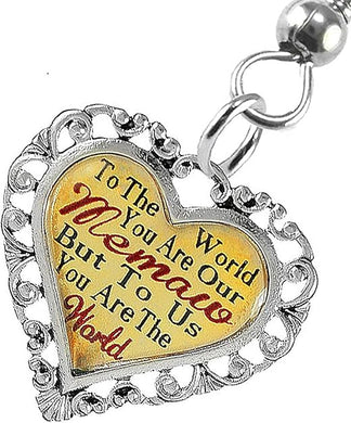 Memaw Heart Charm Fishhook Earring Hypoallergenic, Safe-Nickel, Lead & Cadmium Free!