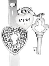 Message Bracelet, Madre, The Key to My Heart, Genuine Crystal Bracelet, It Really Locks! Hypoallergenic, Safe-Nickel, Lead, Free