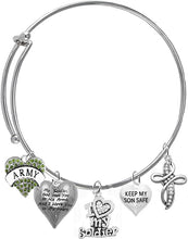 Army, My Soldier, God Has You in His Arms and I Have You in My Heart, Genuine Crystal Cross, Adjustable Bracelet, Hypoallergenic Safe, No Nickel, Lead, Or Poisonous Cadmium