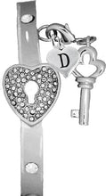It Really Locks!, The Key To My Heart, "Initial D", Cuff Crystal Bracelet, Hypoallergenic, Safe-Nickel, Lead, Free