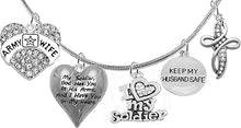 Army Wife, My Soldier, God Has You In His Arms And I Have You In My Heart, Keep My Husband Safe, Genuine Crystal Cross, Adjustable Bracelet, Hypoallergenic Safe, No Nickel, Lead, Or Poisonous Cadmium
