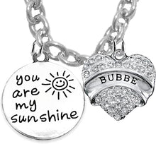 You are My Sunshine, Bubbe, Sterling Silver Solid .925 Sterling, Not Plated Or Coated.Cable Chain Necklace, Charm-Nickel, Lead, Cadmium Free