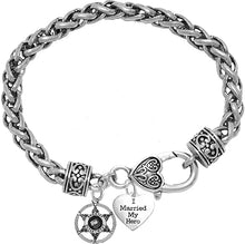 Deputy Sheriff's, I Married My Hero, On A Antique Wheat Chain Bracelet, Hypoallergenic Safe-Nickel, Lead and Cadmium Free