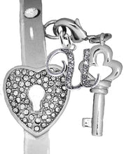 It Really Locks!, The Key To My Heart, "Initial U ", Cuff Crystal Bracelet, Hypoallergenic, Safe-Nickel, Lead, Free