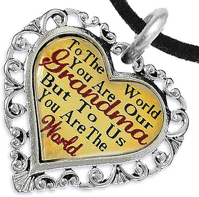 Grandma Heart Charm Necklace Hypoallergenic, Adjustable, Safe, Nickel, Lead & Cadmium Free!