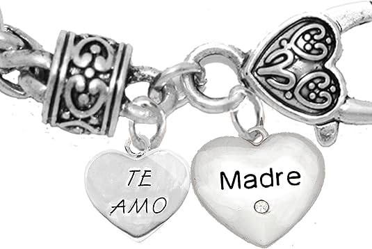 Mom,Te Amo, Madre, I Love You Mother, Bracelet, Hypoallergenic, Safe-Nickel, Lead, Free