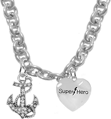 Anchor, Super Hero, STERLING SILVER Solid .925 Sterling, Not Plated Or Coated.18 Inch Necklace.Charm Nickel, Lead, Cadmium Free