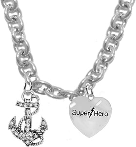 Anchor, Super Hero, STERLING SILVER Solid .925 Sterling, Not Plated Or Coated.18 Inch Necklace.Charm Nickel, Lead, Cadmium Free