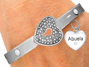 Message Bracelet, Abuela, The Key to My Heart Genuine Crystal Braceletl It Really Locks! Hypoallergenic, Safe-Nickel, Lead, Free