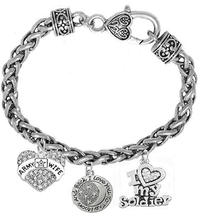 Army Wife, " I Love You To The Moon And Back", I Love My Soldier, Hypoallergenic, Safe-Nickel, Lead, Cadmium Free
