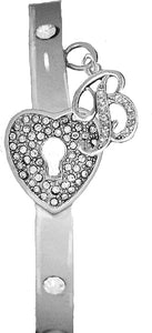 It Really Locks!, The Key To My Heart, "Initial B", Cuff Crystal Bracelet, Hypoallergenic, Safe-Nickel, Lead, Free
