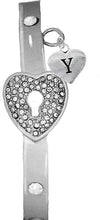 It Really Locks!, The Key To My Heart, "Initial Y ", Cuff Crystal Bracelet, Hypoallergenic, Safe-Nickel, Lead, Free