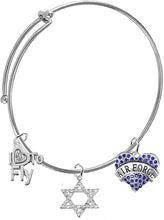Air Force, I Love to Fly, Genuine Crystal Star of David, Adjustabe Bracelet, Hypoallergenic, Safe-Nickel, Lead Free