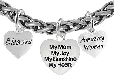 Mom, Blessed. My Mom, My Joy, My Sunshine My Heart, Ichthys Fish, Bracelet, Hypoallergenic, Safe-Nickel, Lead, Free