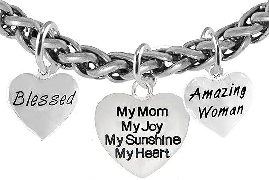 Mom, Blessed. My Mom, My Joy, My Sunshine My Heart, Ichthys Fish, Bracelet, Hypoallergenic, Safe-Nickel, Lead, Free