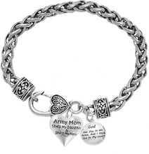 Army Mom, She's My Hero, God Has You in His Arms and I Have You in My Heart, Hypoallergenic Safe, No Nickel, Lead, Or Poisonous Cadmium in Bracelet