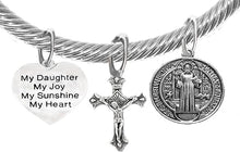 Saint Benedict Protective Charm, My Daughter, My Joy, Crucifix, My Sunshine, My Heart, And Prayer, Protect Me From Harm, From Evil, From The Devil Adjustable Bracelet Nickle, Lead, Cadmium Free