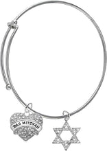 Bas Mitzvah Adjustable Bracelet, Genuine Crystal Heart, Star Of David, Hypoallergenic, Safe-No Nickel, Lead,or Cadmimum