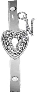 It Really Locks!, The Key To My Heart, "Initial N", Cuff Crystal Bracelet, Hypoallergenic, Safe-Nickel, Lead, Free