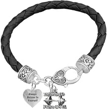 Weightlifters If I Believe It I Can Do It, Always Believe In Yourself Heart, On A Black Woven Leather Bracelet, Hypoallergenic - Nickel, Lead, And Poisonous Cadmium Free
