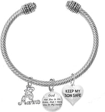 Marine Mom, My Son, God Has You In His Arms And I Have You In My Heart, Adjustable, Hypoallergenic Safe, No Nickel, Lead, Or Poisonous Cadmium In Bracelet