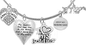 Army Wife, My Soldier, God Has You In His Arms And I Have You In My Heart, YESHUA(Jesus In Hebrew) NAMED BY AN ANGEL OF GOD, Adjustable Hypoallergenic Safe, No Nickel, Lead, Or Poisonous Cadmium