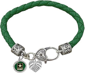 Army Wife Leather Bracelet, Hypoallergenic Safe, No Nickel, Lead, Or Poisonous Cadmium In Bracelet