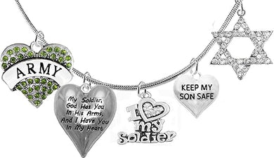 Army, My Soldier, God Has You in His Arms and I Have You in My Heart, Adjustable Necklace, Hypoallergenic Safe, No Nickel, Lead, Or Poisonous Cadmium