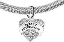Airline Flight Attendant, Hypoallergenic Genuine Cable with Crystal Ends Charm Bracelet, Nickel, Lead, and Cadmium Free