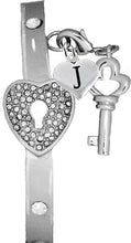 It Really Locks!, The Key To My Heart, "Initial J", Cuff Crystal Bracelet, Hypoallergenic, Safe-Nickel, Lead, Free